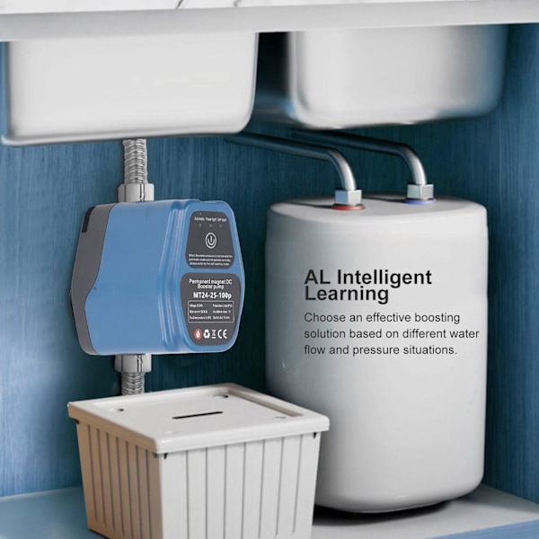 Vandtrykforstærkerpumpe 100W 24V 25L IP56 Intelligent Sensing Automatisk Bruserforstærkerpumpe 100‑240V EU-stik