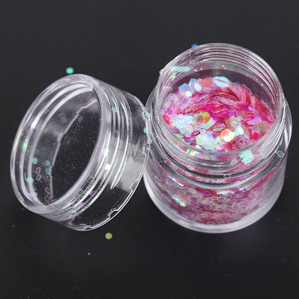 8 st/set Färgglada Nagelpaljetter Glitterpulver Manikyr Dekoration DIY Nagelkonst Paljetter