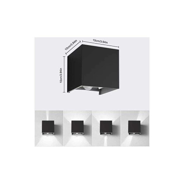 Rörelsesensor Utomhus Vägglampa, 12W LED Klass IP65 Vattentät, Högkvalitativt Aluminiumskal med Genomskinlig Glasmask, för Terrasser Villor