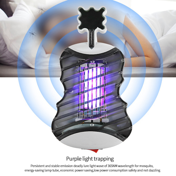 110-240V LED Lampa i Violinform Elektronisk Multifunktionell Myggdödarlampa Fälla (Svart)
