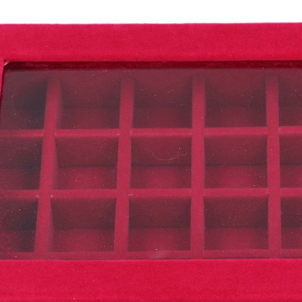 2 st Sammet Smyckeskrin 24 Fack Smyckesring Displaybox med Transparent Lock för Örhängen Ringar Armband Broscher