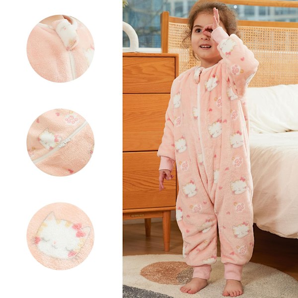 Microfleece Sovsäck med Långa Ärmar, Vinterbärbar Filt för Spädbarn, Ljusa Färger & Bedårande Djurmönster, Dubbla Dragkedjor för Enkelhet