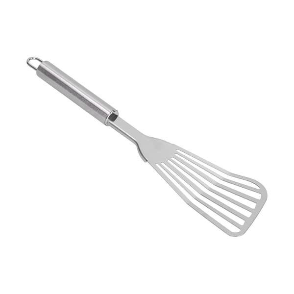 Fiskespade i rustfrit stål, grill- og stegespatel med ergonomisk design til køkken, baghave, camping, bagning, buffet, restaurant