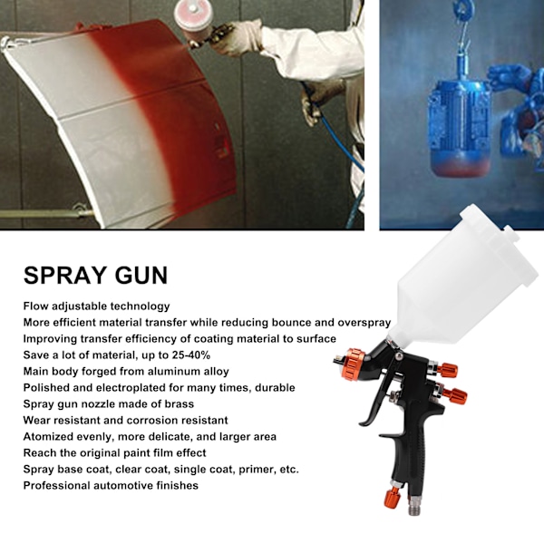 Sprøytepistolsett Høy Atomisering 1,3 mm Dysespott for Auto Primer Klar Toppstrøk Touch Up