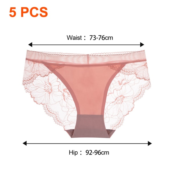 5pcs Women's Underwear Lace Panties Ice Silk Traceless Splicing