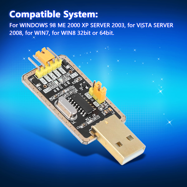 USB til TTL Seriell Adaptermodul Chip Konverter + Feilsøkingskabel Komponenter 3.3V 5V