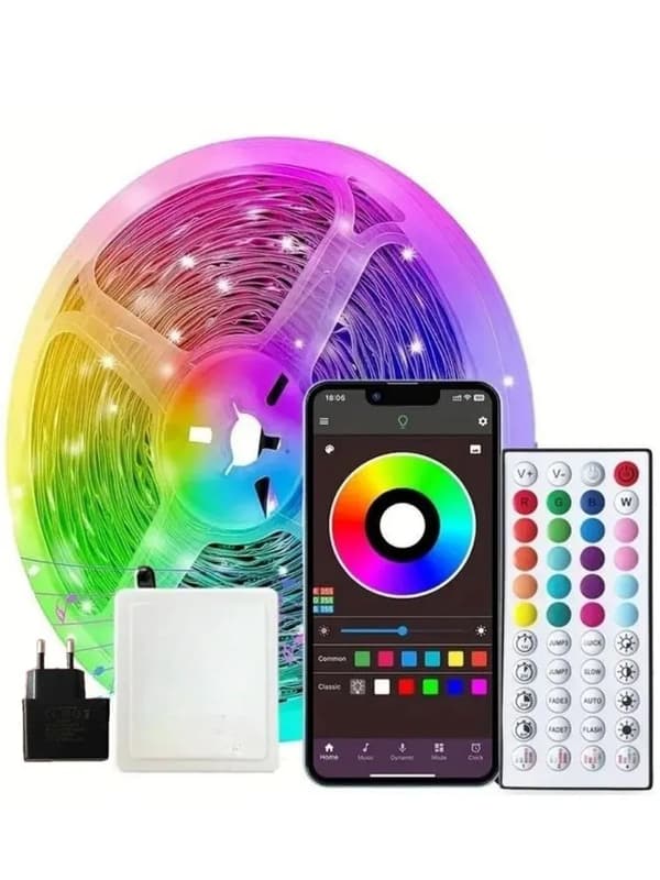 5M 24V LED-ljuslistkit, 44-knappars infraröd Bluetooth RGB LED-ljuslist 5M