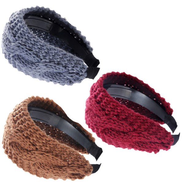 Tykt strikket pandebånd Fashion Head Wrap i ensfarvet skridsikkert