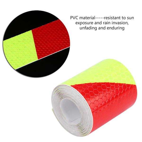 5cm * 3m Reflekterende Advarselstape Sticker Strip Dekal til Bil (Fluorescerende Rød)
