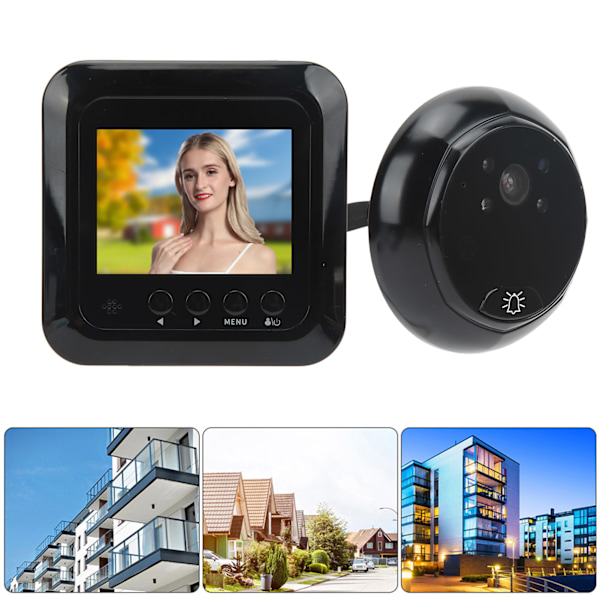 2,4 tum 1MP Smart Dörröga Videodörrklocka 160 Grader Vidvinkel Infraröd Nattsyn Flera Lägen för Hemmet
