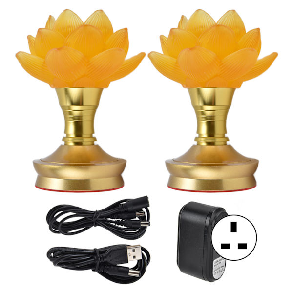 2-pack LED Buddhistiskt Ljus 3 Färgjustering Buddha Lampa Plug-in Blomljus för Hem Buddhistisk Utrustning UK-kontakt 100-240V