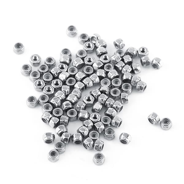 Set med SS304 Rostfritt Stål Nyloninsats Hex Låsmuttrar (M2, 100st)