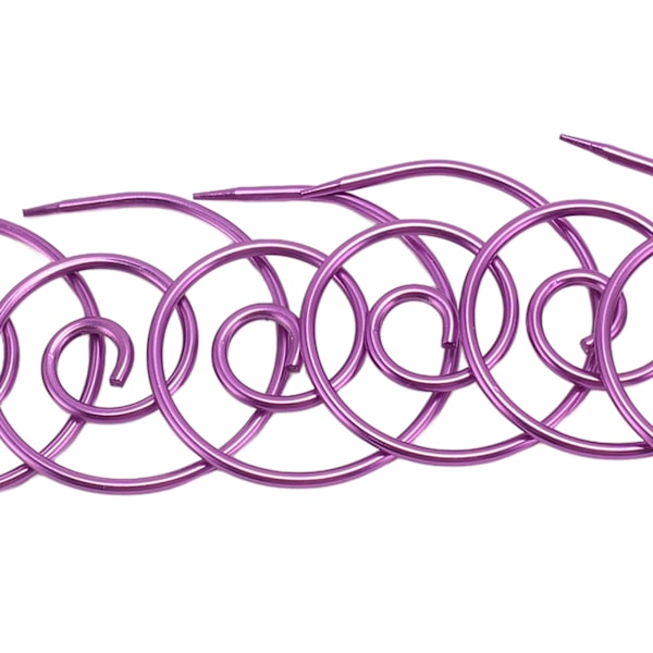 6 st Spiral Kabelsticka Multifunktionell Metall Cirkulär Sticka Kabelsticka Sjalnål för Garn Sömnad Stickning Lila
