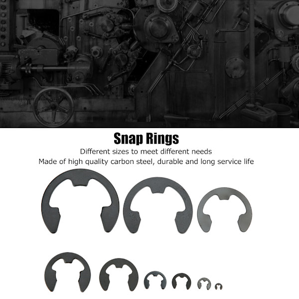 Sorte Carbonstål Snap Ringe Interne E Sikringsringe Sæt Elastisk Maskine Tilbehør