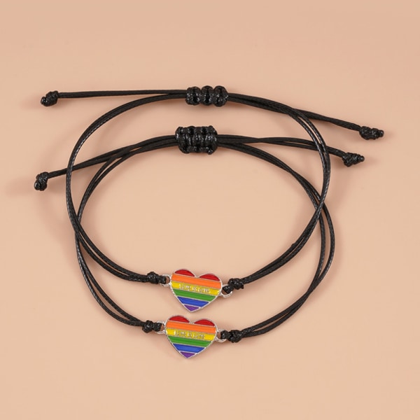 Kärleksarmband, armband med regnbågshjärta, present