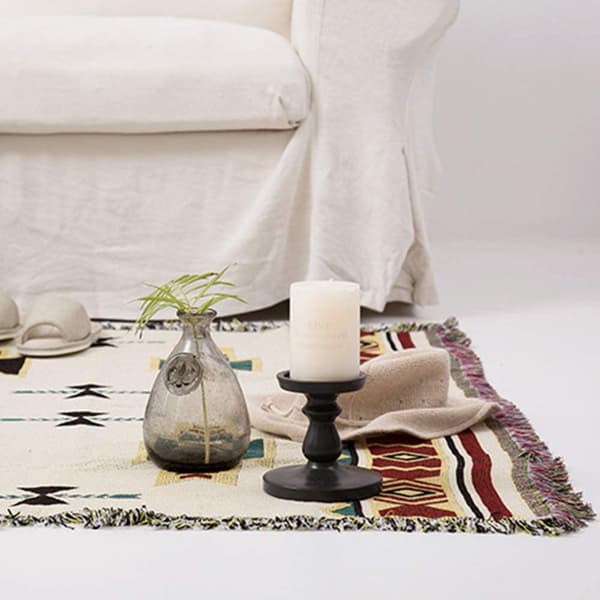 Southwestern Boho Dekor, Aztec pledd med vendbart design, Native American-pledd for daglig bruk, bomullsvevd med multifunksjonelt pledd