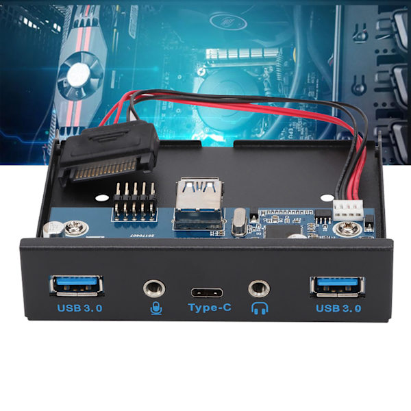 Robust USB3.0 HUB, 3,5 tommer frontpanel USB 3.1-udvidelse med Type-C-interface og 5 Gbps hastighed, sandblæst metalhus til PC-tårne