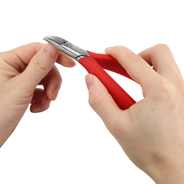 2-pack Inväxt Nagelklippare & Nagelbands-tryckare Set Silikonhandtag Kniptångssats Röd