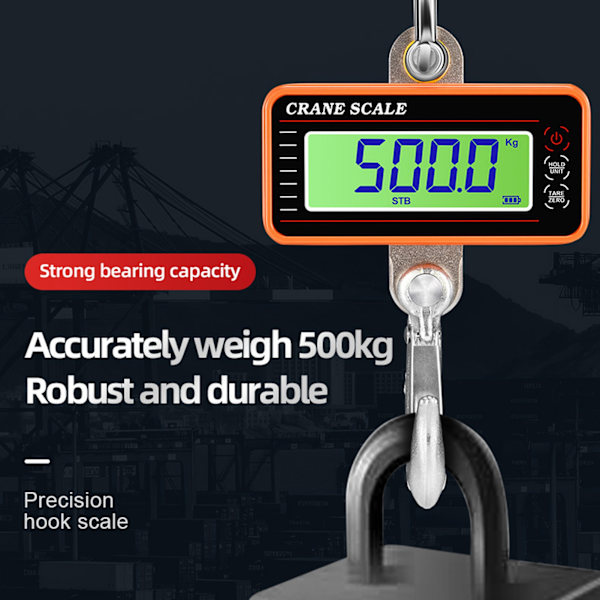 Digitaalinen nosturivaaka 1500 kg 3000 lb Elektroninen teollisuusraskas riippuva vaaka kaukosäätimellä LED-näyttö Oranssilla
