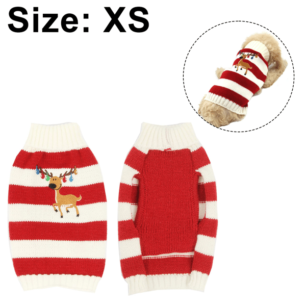 Katt Tröja Jul Tomte Husdjur Katt Vinter Stickat Varma Kläder shape2 XS