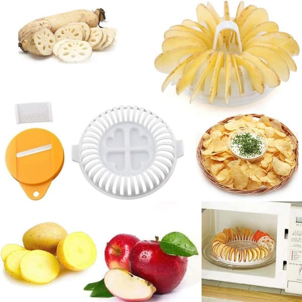 Mikrobølgeovn Bakt Sunn Chips Maker, Allsidig Grønnsakschips Maker For DIY Snacks, Egnet For Ulike Grønnsaker Inkludert Poteter Gulrøtter