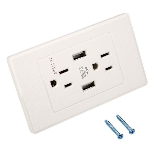 PC-harjattu paneeli US-seinäpistorasia USB-seinäpistorasia 125V 15A (DC5V4200mA) (#1)