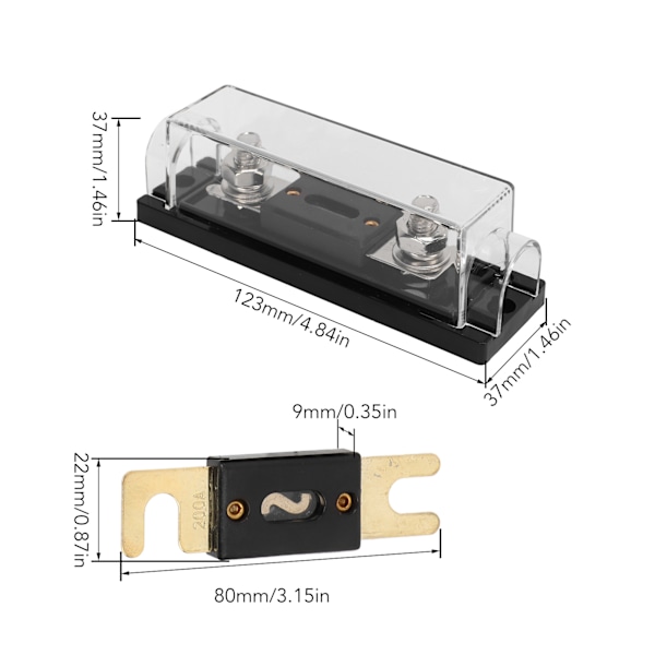 Bilstereo-sikringer 150A Videosystem ANL Sikringsblokksett med 6 sikringer for bobil, yacht, skip, landbruksbil