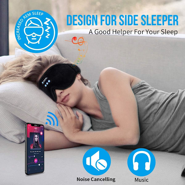 Sovhörlurar, Memory Foam, Bluetooth-teknik Justerbar Design, Lättviktigt Andningsbart Material Ergonomisk Teknik, För Hemmakontor Flyg