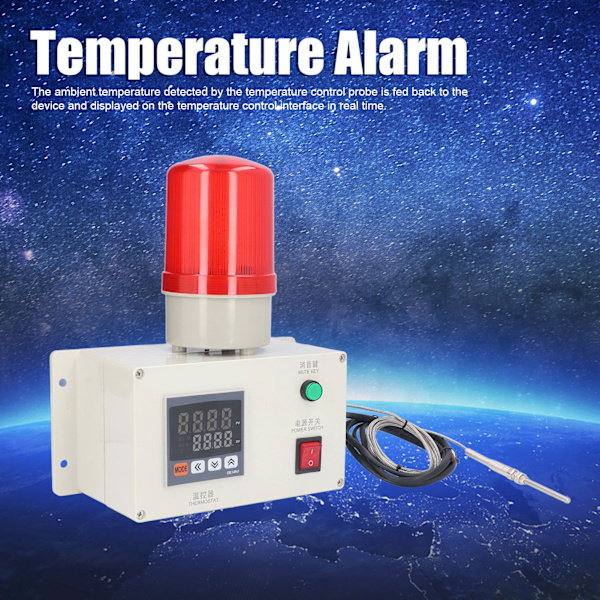 Temperaturføler Alarm Blinkende Lyd Termostat Advarsel Controller AC 220V BEM1101J7ASCT