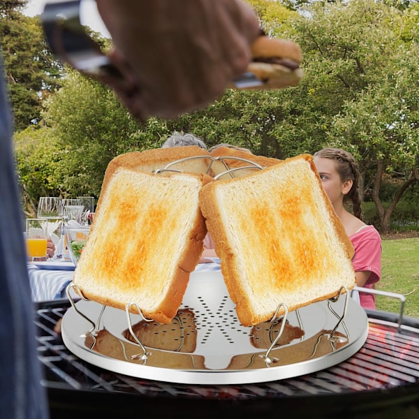 Vikbar Brödrost för Campingkök, Bred Användning för Friluftsentusiaster, Designad med Rostfritt Stål och Enkel Förvaring