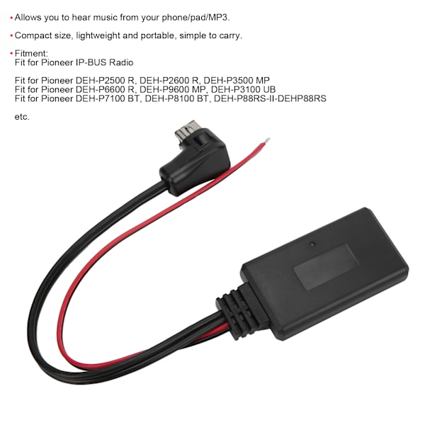 Bluetooth 5.0 AUX-IN Kabel Stereo Audio Musikkadapter Bærbar for Pioneer CD IP-BUS