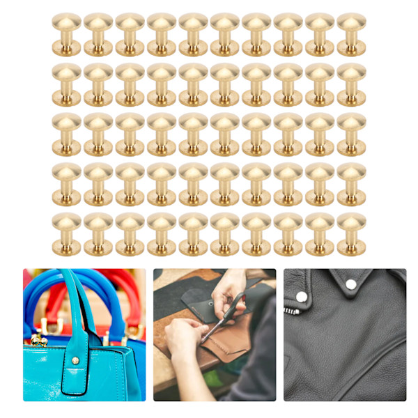 50 Set Läderfästen Kit Nitar för Bindande Bälte Rem Krage Ryggskruvar Läderverktyg 10x8mm