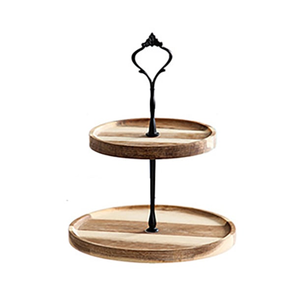 Vintage Träådring Multifunktionell Träbricka, Rymlig Design för Kakor Cupcakes Desserter, Robust Hållbar Konstruktion för Inredning i Bondgårdsstil,