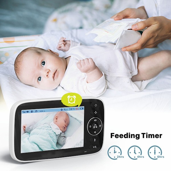 4,3 tommer Babymonitor Klar Billede Wifi Forbindelse Nattesyn Funktion Realtids Lyd Automatisk Babymonitor 100‑240V EU Stik