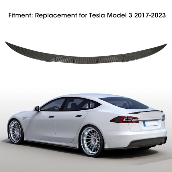 3 st. Bakluckespoilerläpp Splitter Kolfiberfärg Ersättning för Tesla Model 3 2017 till 2023