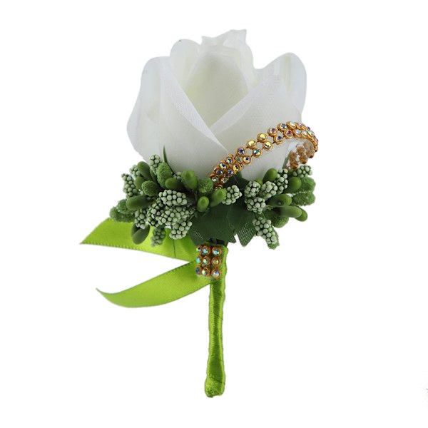 1 stk Smuk Kunstig Håndlavet Brudepige Corsage Bryllup Brudgom Dekorationer (grøn)