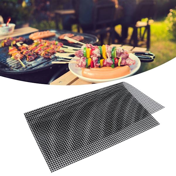 Grillmattor, hållbart non-stick BBQ grillnät för kött och grönsaker, värmebeständigt återanvändbart teflongrillnät, ekonomiskt anpassningsbar passform för utomhusbruk