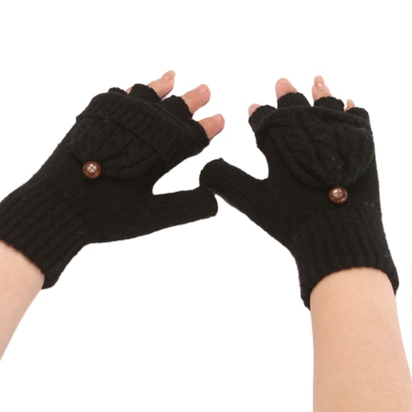 2pcs flip-up warm gloves knitted gloves women winter warm gloves