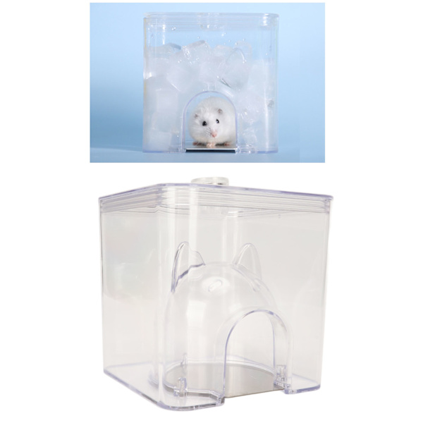 Kylande Hamsterhus Högtransparent Ihålig Design Sommar Kyl Hamsterbo med LED-Ljus för Hamster Guldhamster