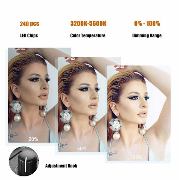 LED-rengasvalo suoratoistoon ja selfie-kuviin, 12 tuumaa (EU-pistoke 100-240V)