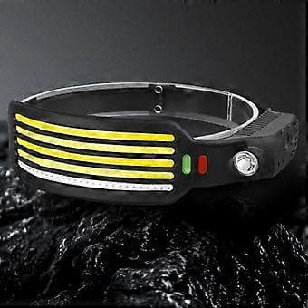 Hodelykt COB LED Oppladbar Frontlykt Lommelykt Arbeidslys Bar Hodebånd USB
