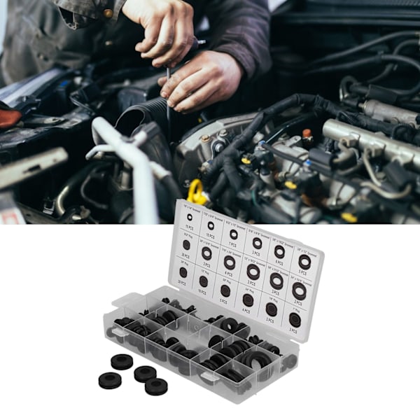 125 stk Gummipakning Assortert Sett Tetningspakning for Sylinderventilpumpe Elektrisk