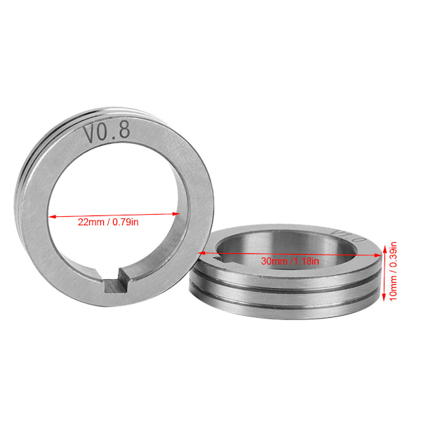 30 mm / 1,18 tuuman lankaohjainrulla 0,8 / 1,0 / 1,2 hitsauslangan syöttöohjainpyörä Binzel-laitteille (0,8 mm)