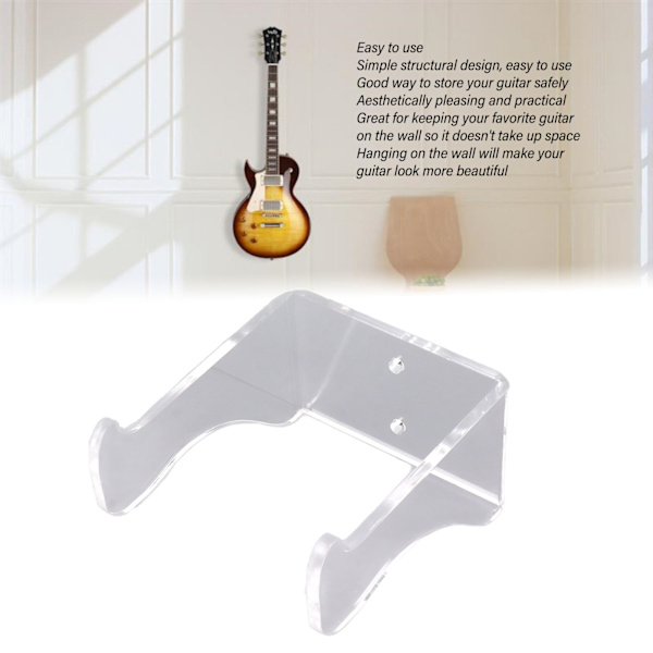 Gitarr Display Hållare Klar Akryl Gitarrställ Robust Akrylkonstruktion Inomhus Gitarrdisplay Fint Utförande Gitarr Väggfäste Med Skruvar
