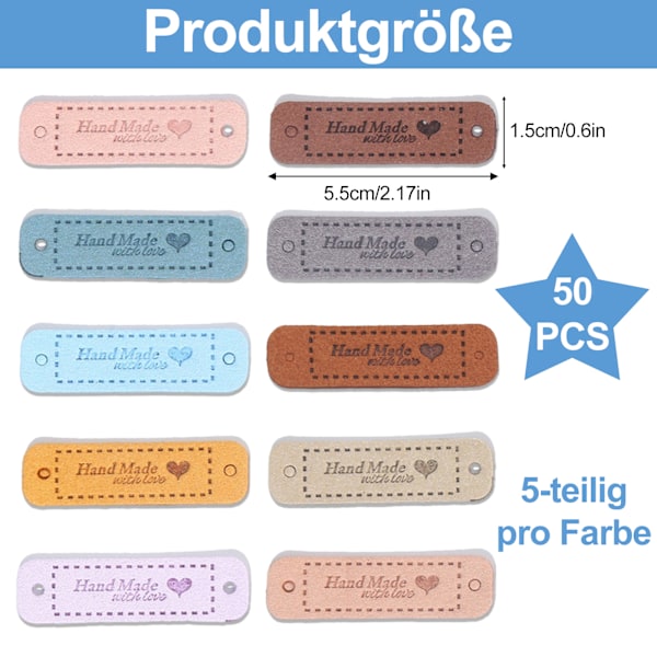 Rektangulär Klädetikett med Prägling, Högkvalitativt Imitations-PU-läder, Handgjorda Taggar med Hål för Kreativa DIY Jeansväskor Skor Hattaccessoarer, Elegant