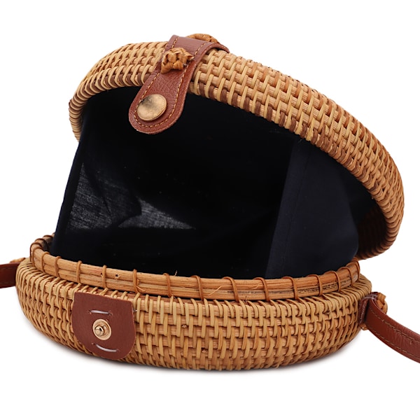 Mode Kvinder Håndvævet Rattan Rund Messenger Taske Enkelt Skuldertaske