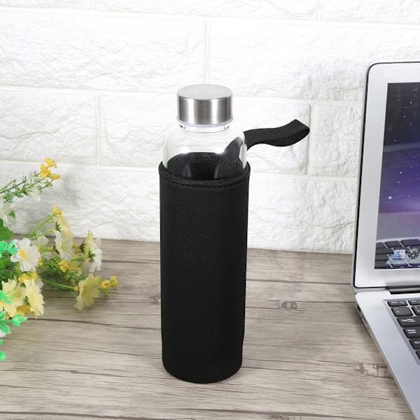 550ML Vattenglasflaska Sportresemugg med Tefilterinfuser och Lock Svart