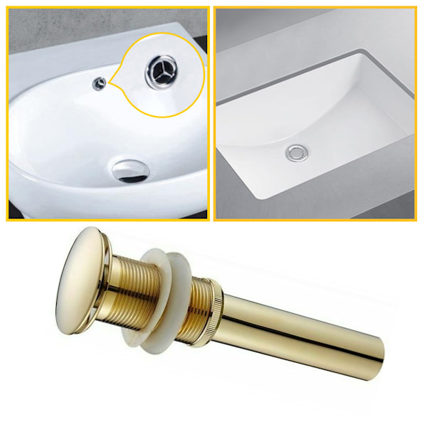 Elegant Polert Gull Pop-Up Vaskavløpsstopper, Solid Messing Servantavløp for Baderomsservant