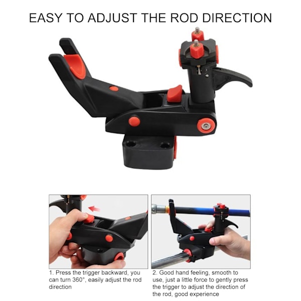 Fiskerods Holder 360° Rotation Letvægts Bærbar Justerbar Stang Holder til Yachter Skibe Dæk Lille Klemme Enhed: 1.5‑4CM/0.59‑1.57in