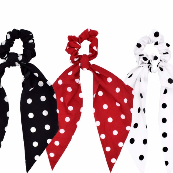 3 st prickiga hårscrunchies vintage fläck hår scarf slipsar sty